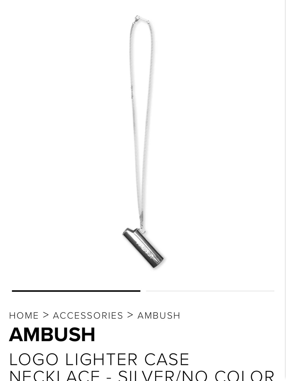 Ambush Silver Logo Lighter Case Necklace